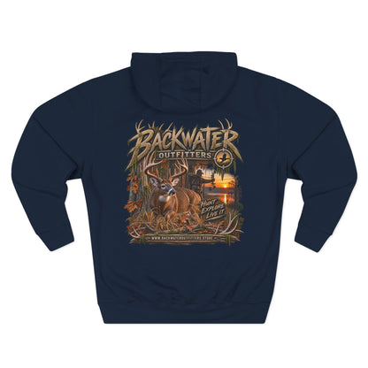 Backwater Outfitters Deer Sunset Hoodie — Hunting Outdoor Graphic Hoodie Printify