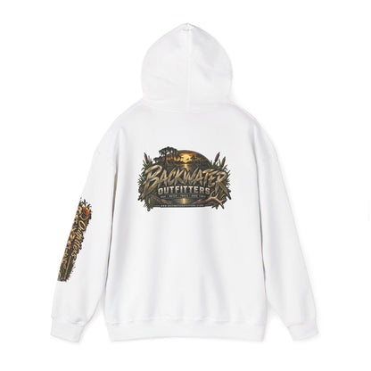 Simply Backwater Outfitters Hoodie — Outdoor Fishing Sunset Graphic Pullover Printify