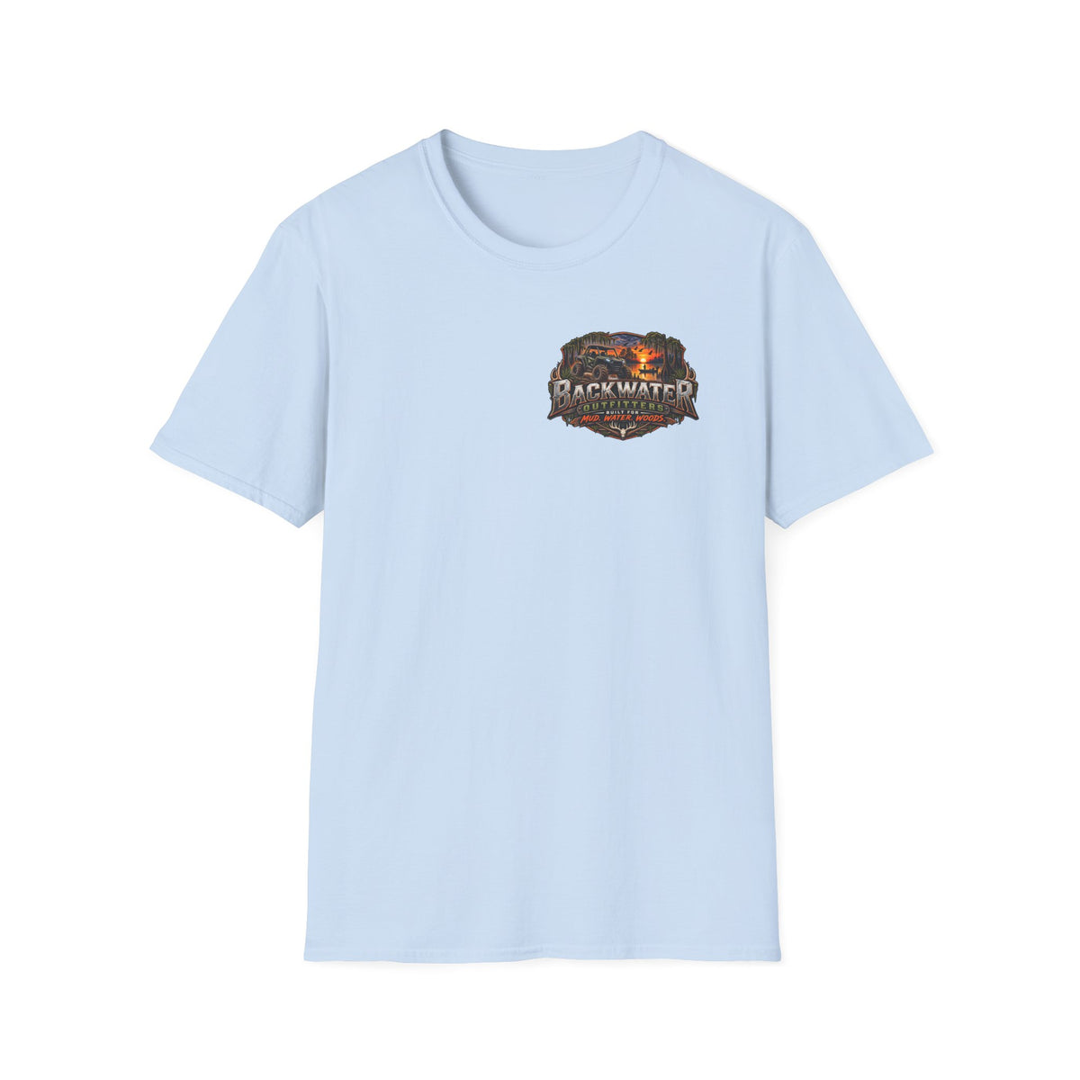 Backwater Outfitters Fishing T-Shirt — Outdoor Sunset Graphic Tee Printify