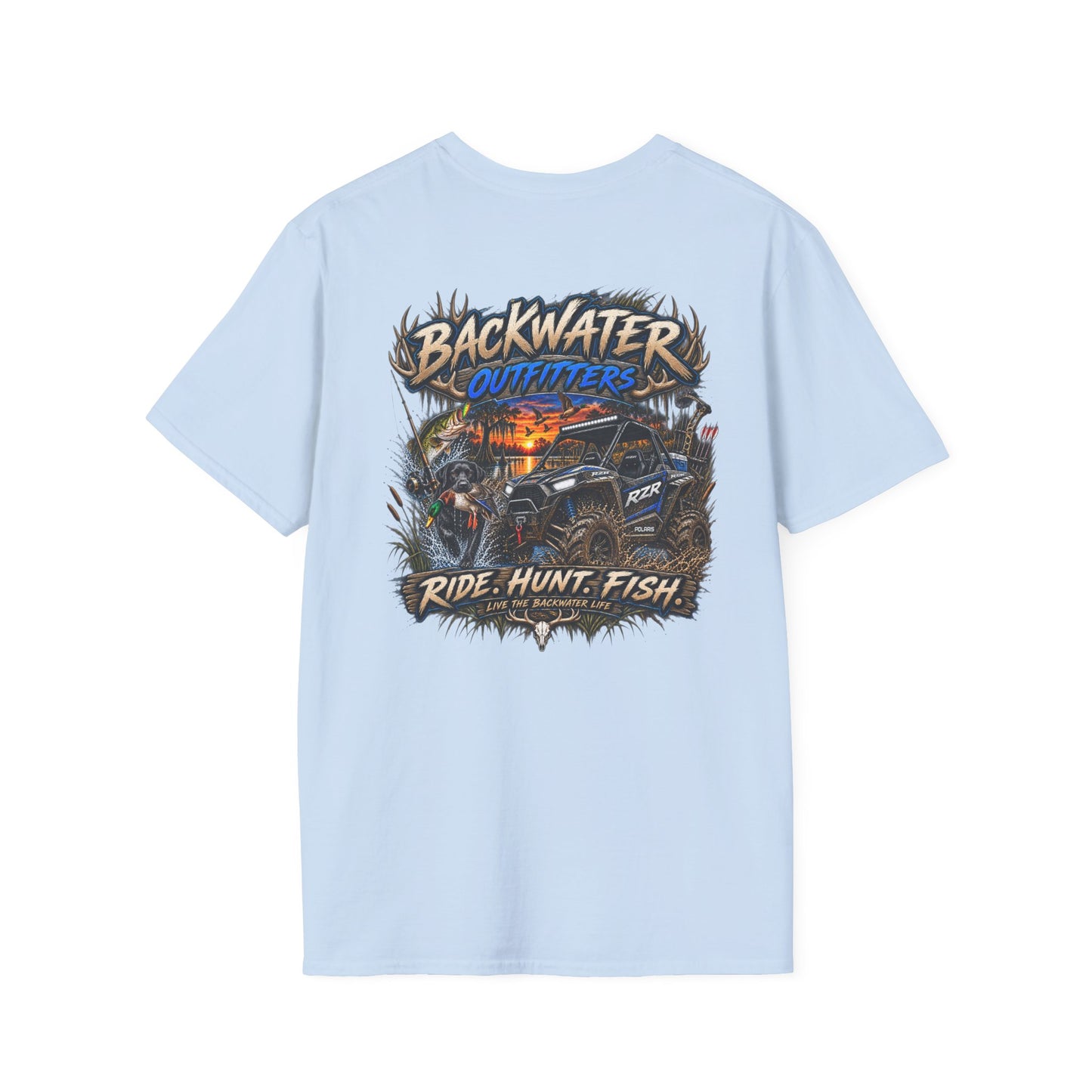 Backwater Outfitters T-Shirt — Rustic Camping & Fishing Logo Tee