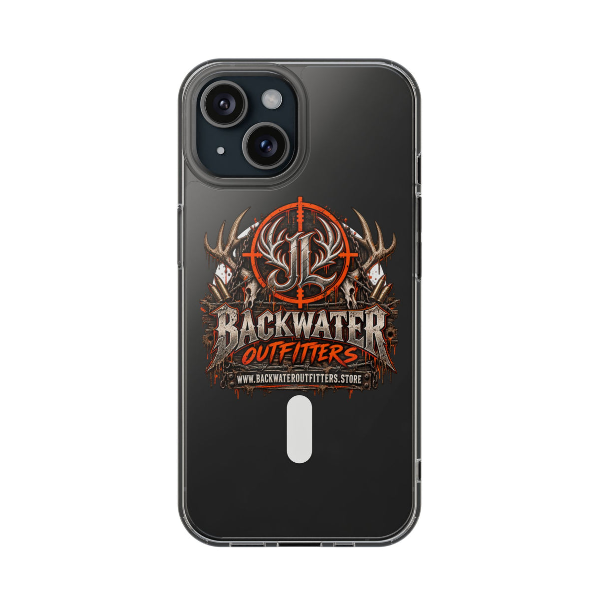 James Luker Clear Magnetic Phone Case — Backwater Outfitters Hunting Logo, Impact-Resistant Printify