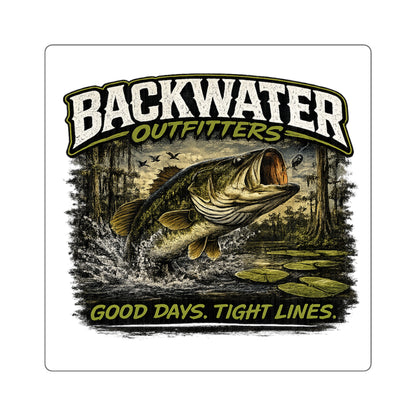 Backwater Outfitters Bass Sticker – “Good Days, Tight Lines” Square Fishing Decal
