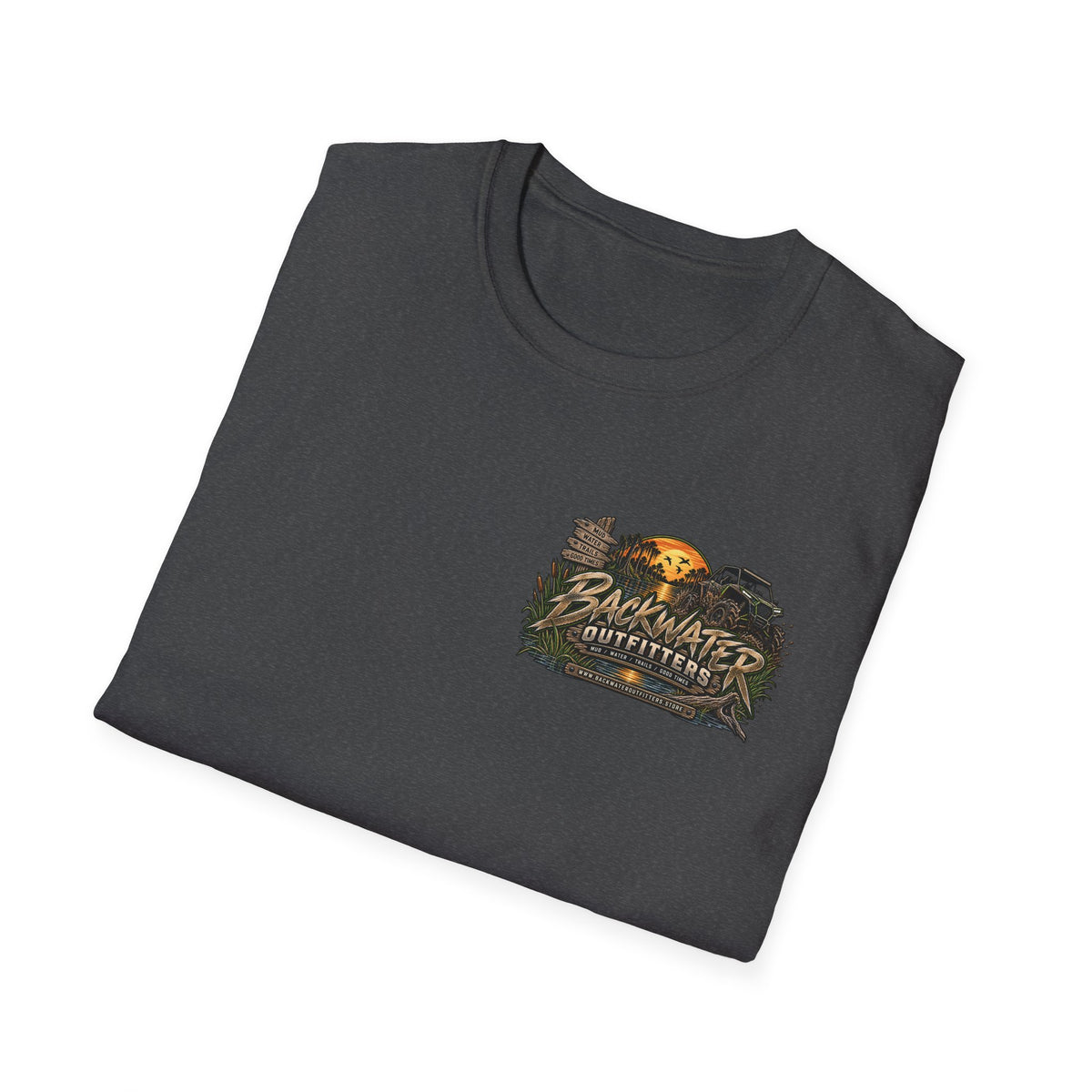 Simply Backwater Outfitters Fishing Tee – Sunset Swamp Outdoor Shirt Printify