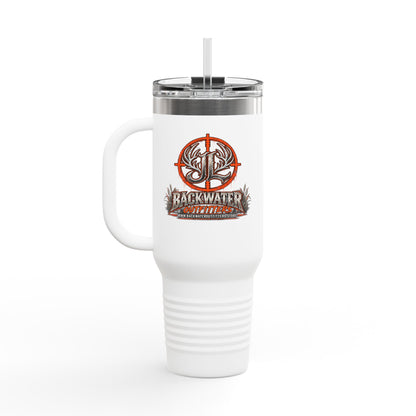 James Luker Backwater Hunting Logo 40oz Insulated Travel Mug Printify