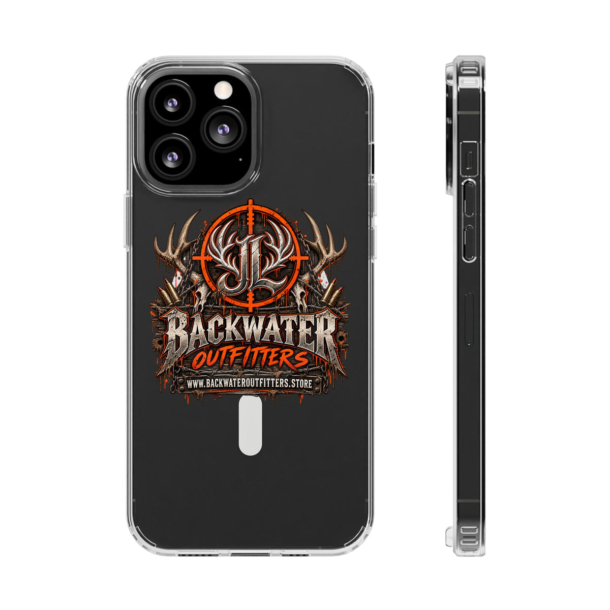 James Luker Clear Magnetic Phone Case — Backwater Outfitters Hunting Logo, Impact-Resistant Printify
