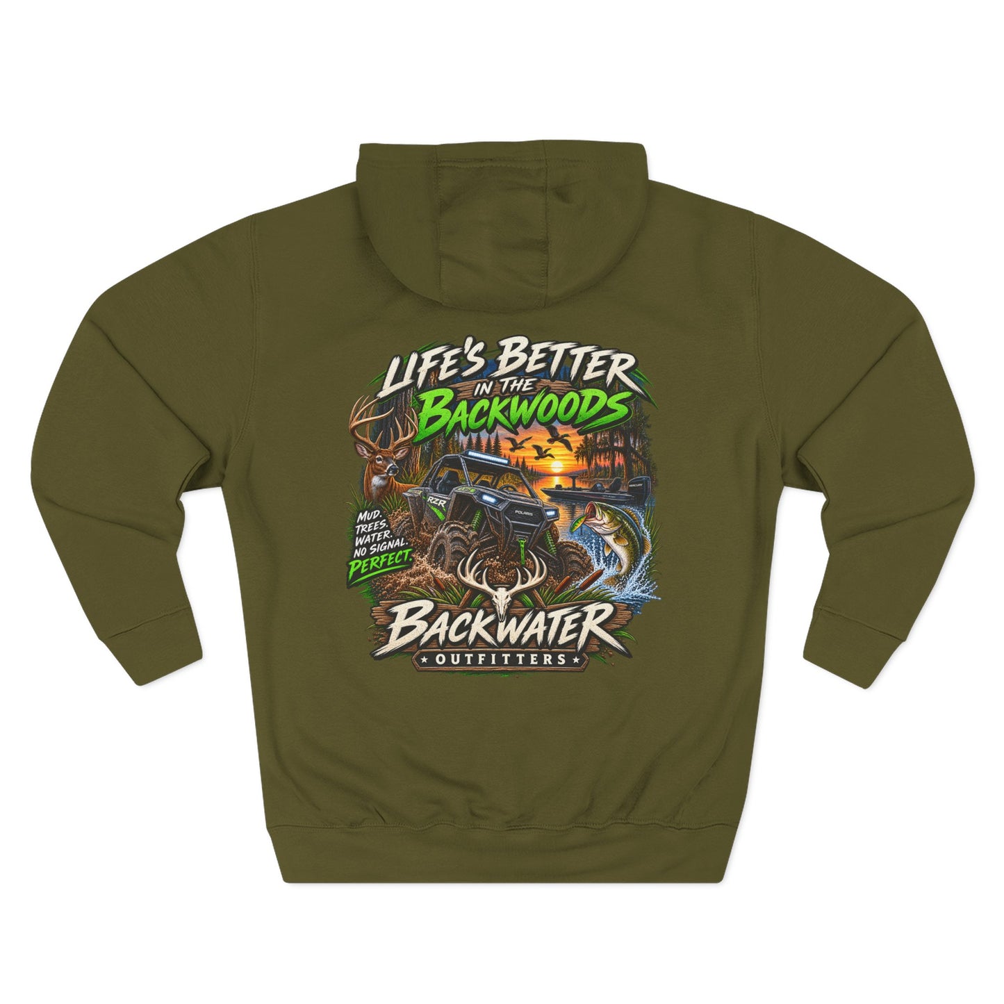 Backwater Outfitters Off-Road Hoodie – "Life's Better in the Backwoods" Graphic