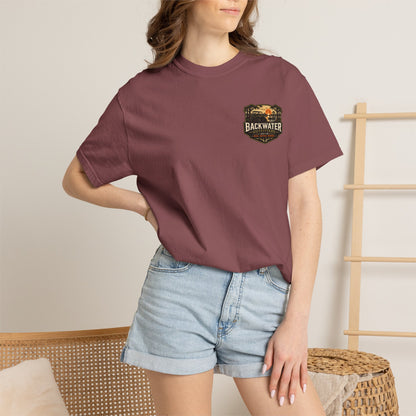 Backwater Outfitters Sunset Canoe T-Shirt — "Built for Mud. Water. Woods."