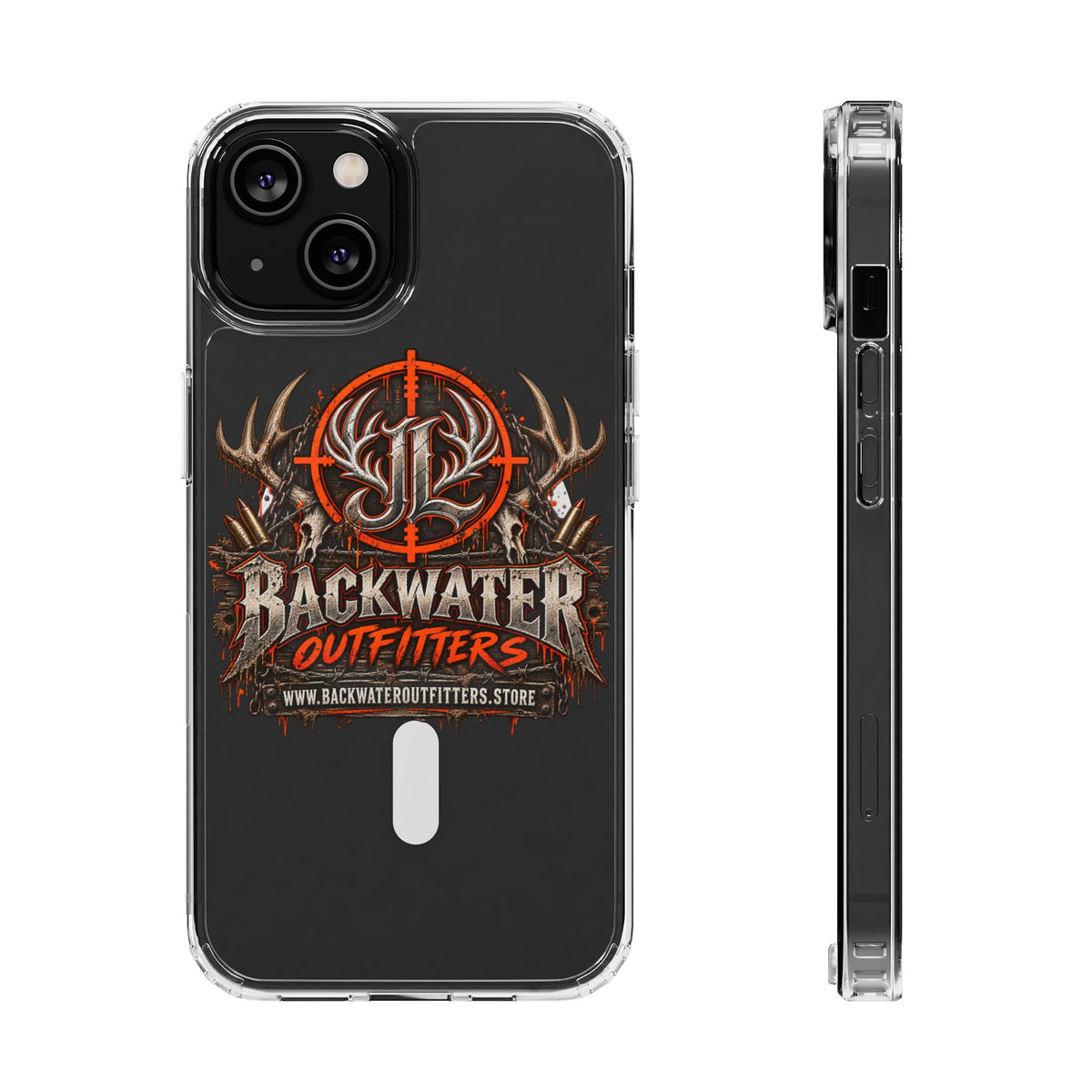 James Luker Clear Magnetic Phone Case — Backwater Outfitters Hunting Logo, Impact-Resistant Printify