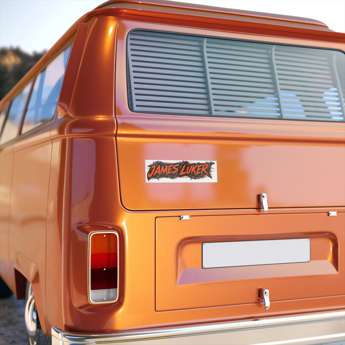 James Luker Custom Name Bumper Sticker — “James Luker” Grunge Barbed Wire Design Printify