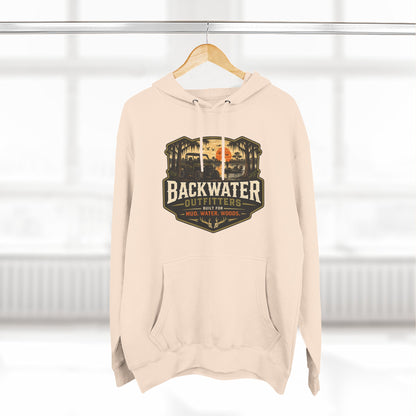 Backwater Outfitters Fishing Hoodie — “My Retirement Plan Has a Trolling Motor” Graphic