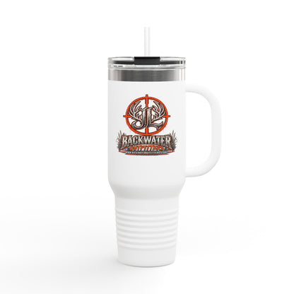 James Luker Backwater Hunting Logo 40oz Insulated Travel Mug Printify