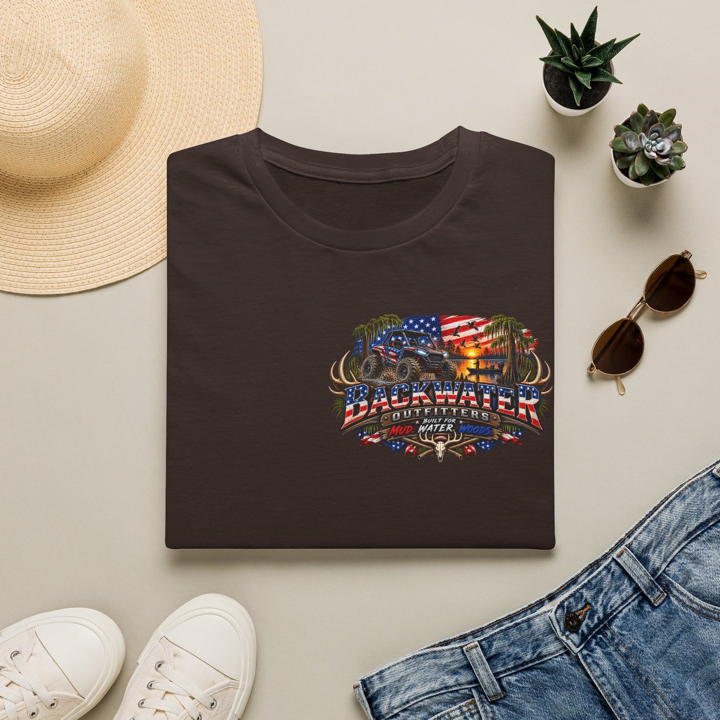 Patriotic Trailblazer T-Shirt — American Flag Motorcycle Graphic