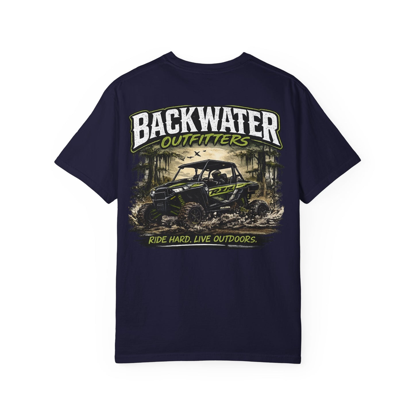 Backwater Outfitters UTV Adventure T-Shirt — "Ride Hard, Live Outdoors" Graphic Tee