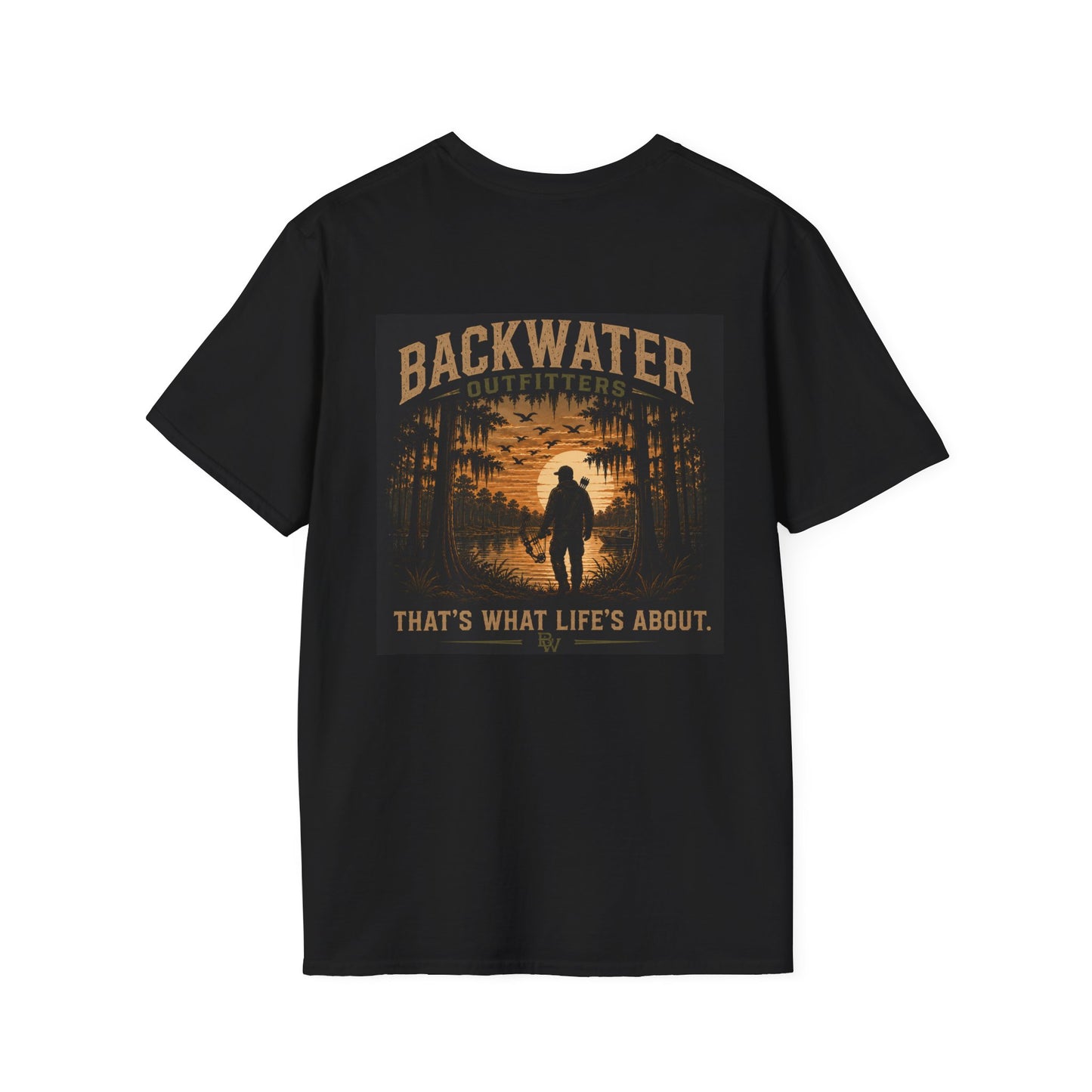 Backwater Outfitters T-Shirt — Vintage Sunset Fishing & Outdoors Tee