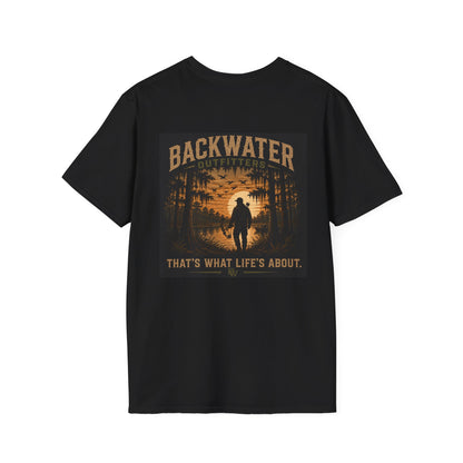Backwater Outfitters T-Shirt — Vintage Sunset Fishing & Outdoors Tee