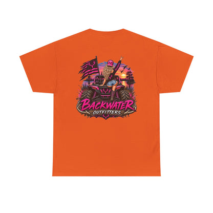 Backwater Outfitters Graphic Tee — Retro Sunset Fishing ATV Shirt