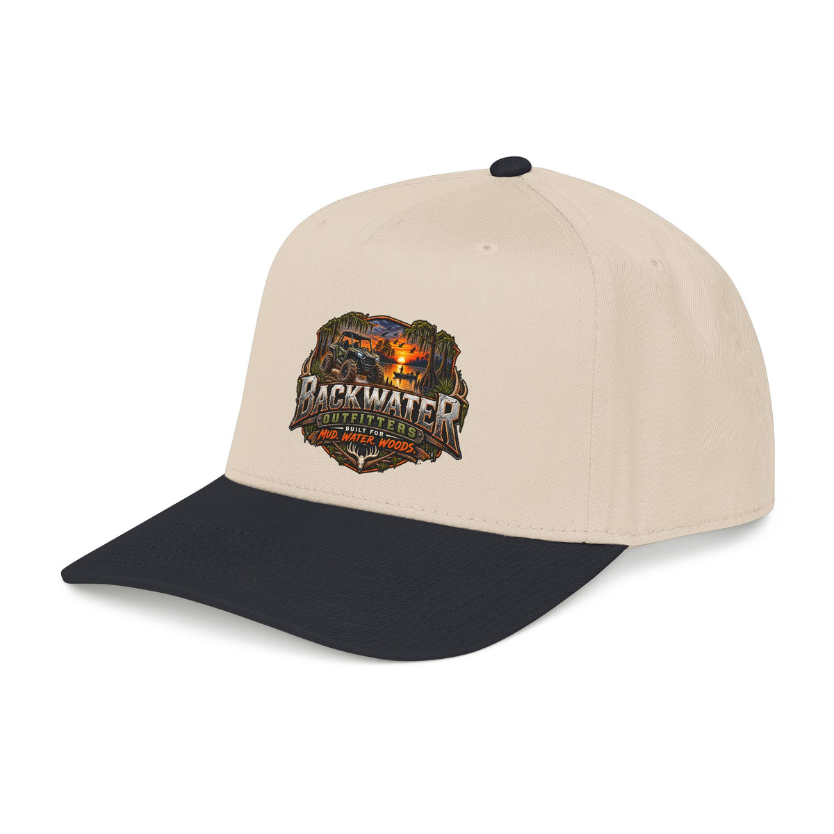 Backwater Outfitters Camping Cap — Retro Outdoor Fishing Hat Printify