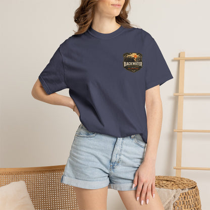 Backwater Outfitters Sunset Canoe T-Shirt — "Built for Mud. Water. Woods."