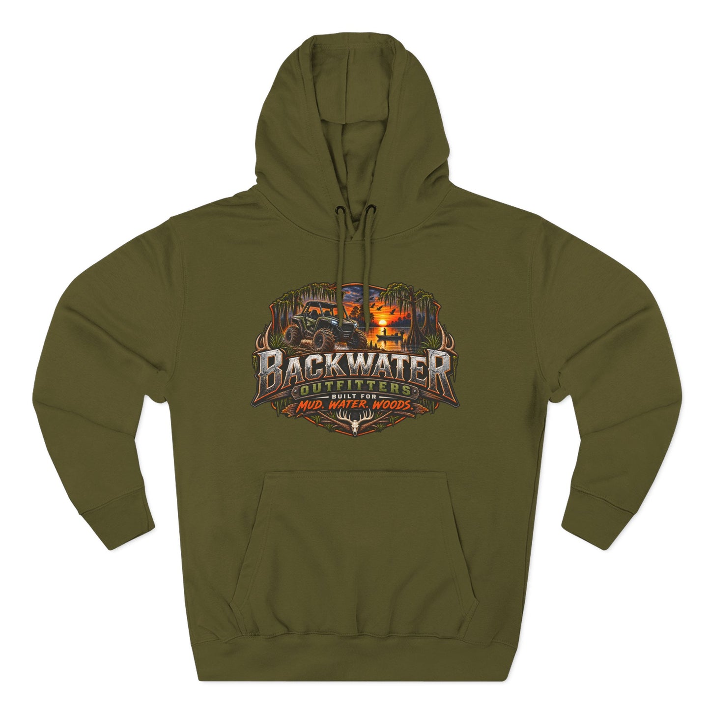 Backwater Outfitters Hoodie — 'Ride It • Hunt It • Fish It' Outdoor Pullover