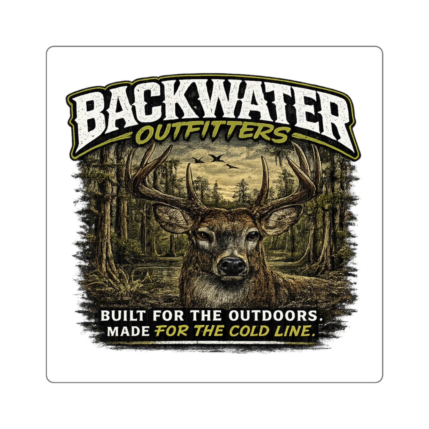 Backwater Outfitters Deer Sticker — Outdoors Hunting Sticker, "Built for the Outdoors"
