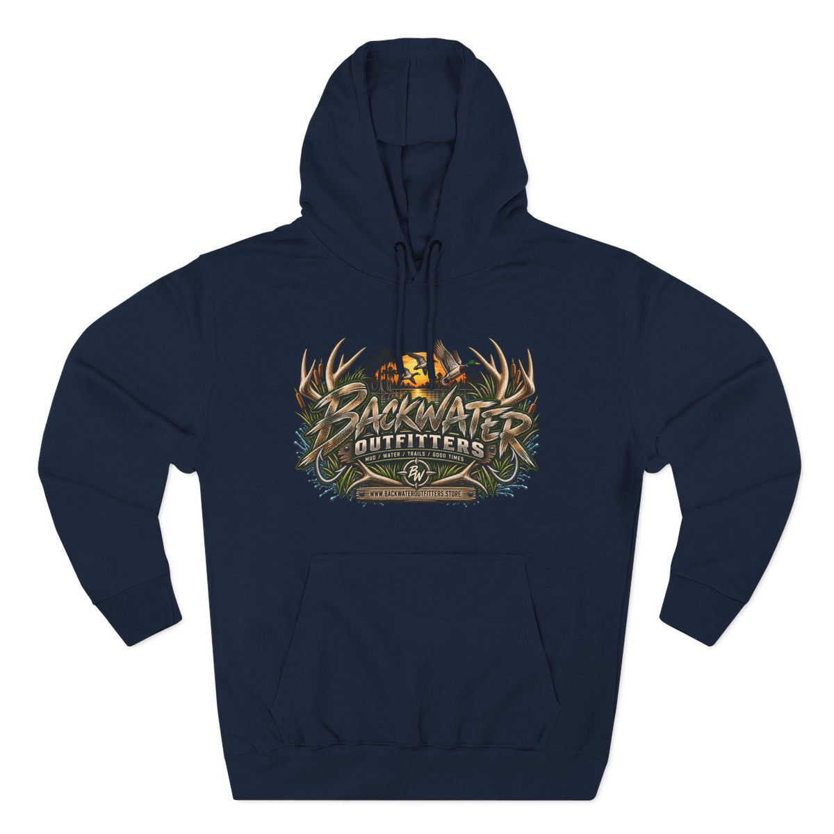 Backwater Outfitters Hoodie — Off‑Road Adventure Fleece Pullover Printify