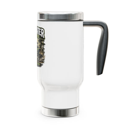 Backwater Outfitters 14oz Stainless Travel Mug — "Ride Hard, Live Outdoors" Handle Mug