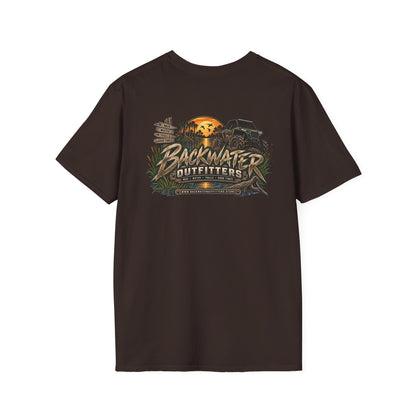 Simply Backwater Outfitters Fishing Tee – Sunset Swamp Outdoor Shirt Printify