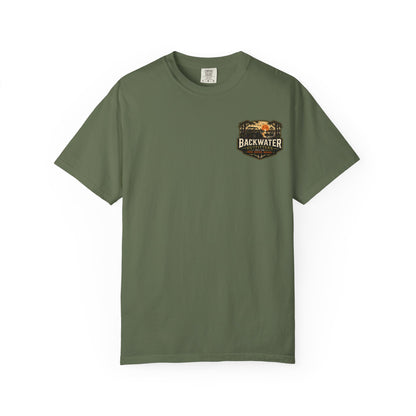 Backwater Outfitters Sunset Canoe T-Shirt — "Built for Mud. Water. Woods."