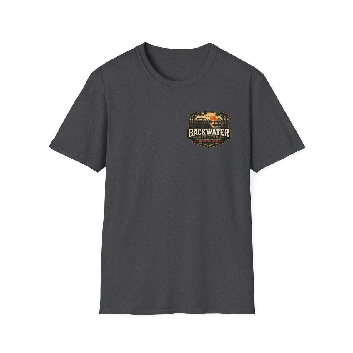Backwater Outfitters Retro Bass Fishing Logo T-Shirt Printify