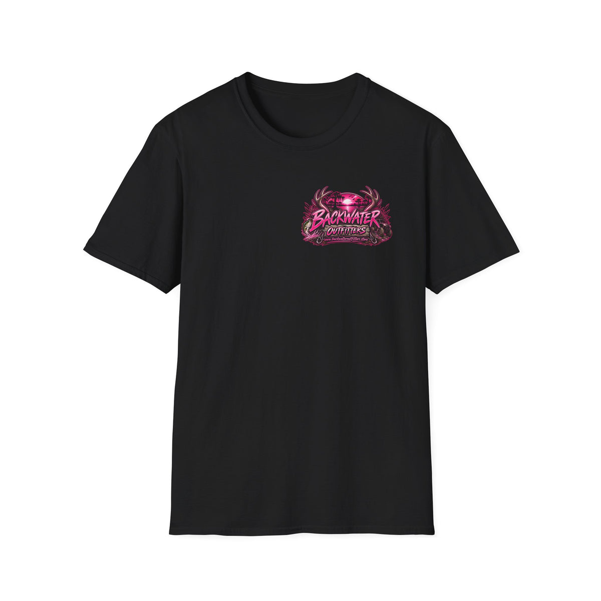 Women T-Shirt — "Backwater & Bad Decisions" Graphic Tee (Pink Palm Beach Vibes) Printify
