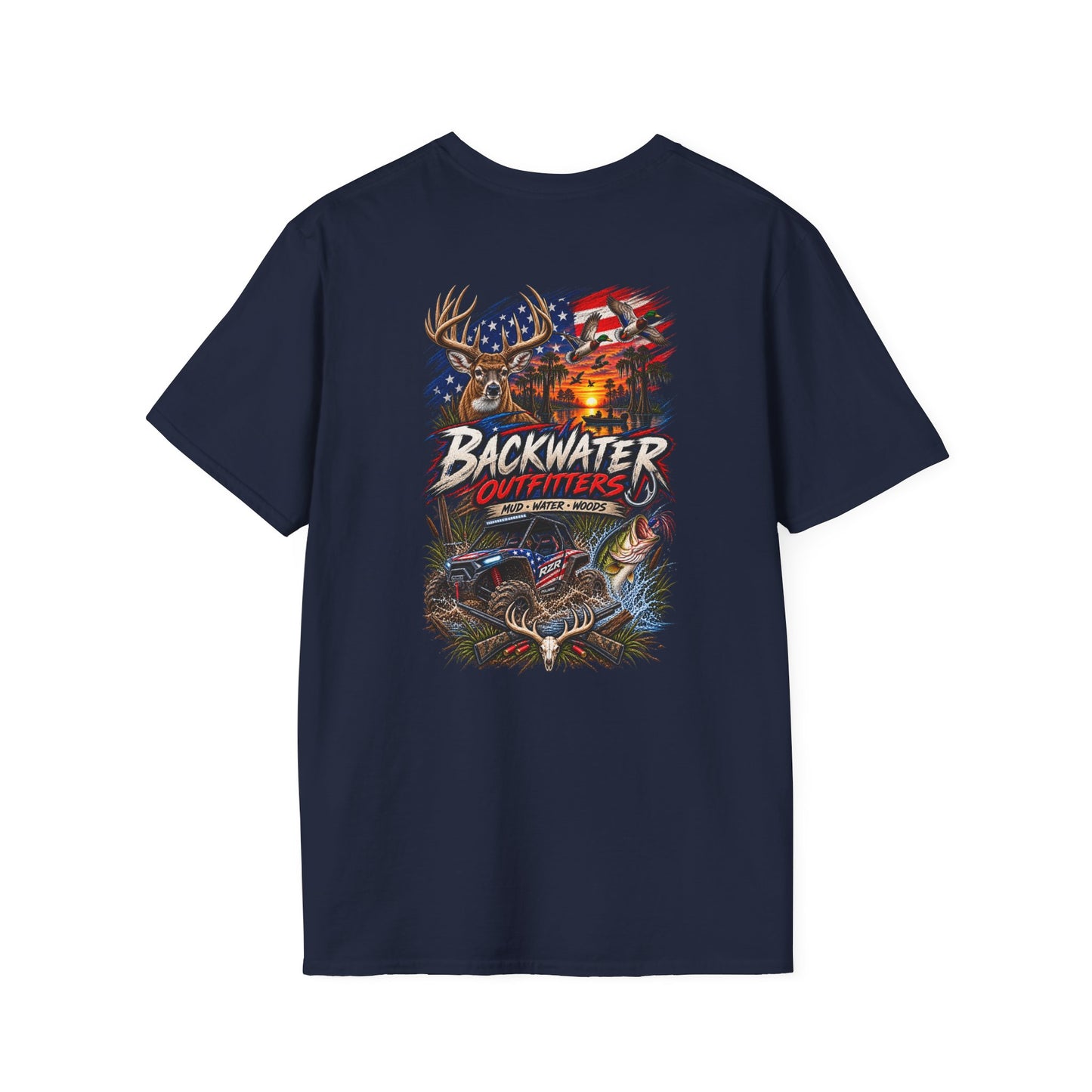 Backwater Outfitters Fishing T-Shirt – American Flag Fish Logo