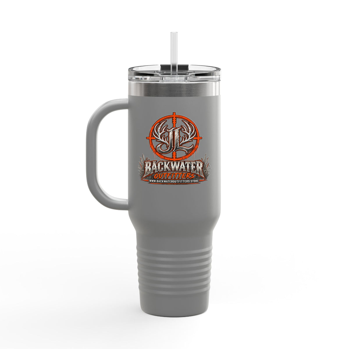 James Luker Backwater Hunting Logo 40oz Insulated Travel Mug Printify