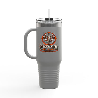 James Luker Backwater Hunting Logo 40oz Insulated Travel Mug Printify