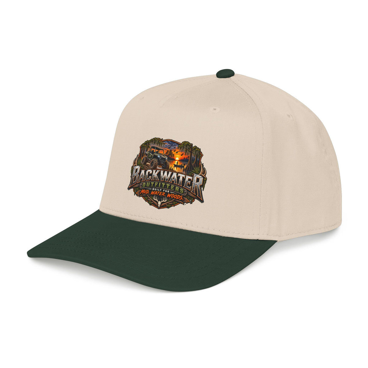 Backwater Outfitters Camping Cap — Retro Outdoor Fishing Hat Printify