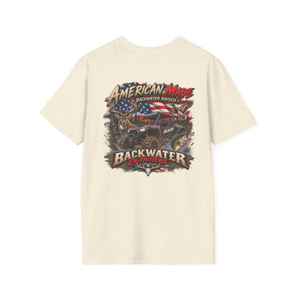 Backwater Outfitters Fishing T-Shirt — Retro Swamp Camp Logo