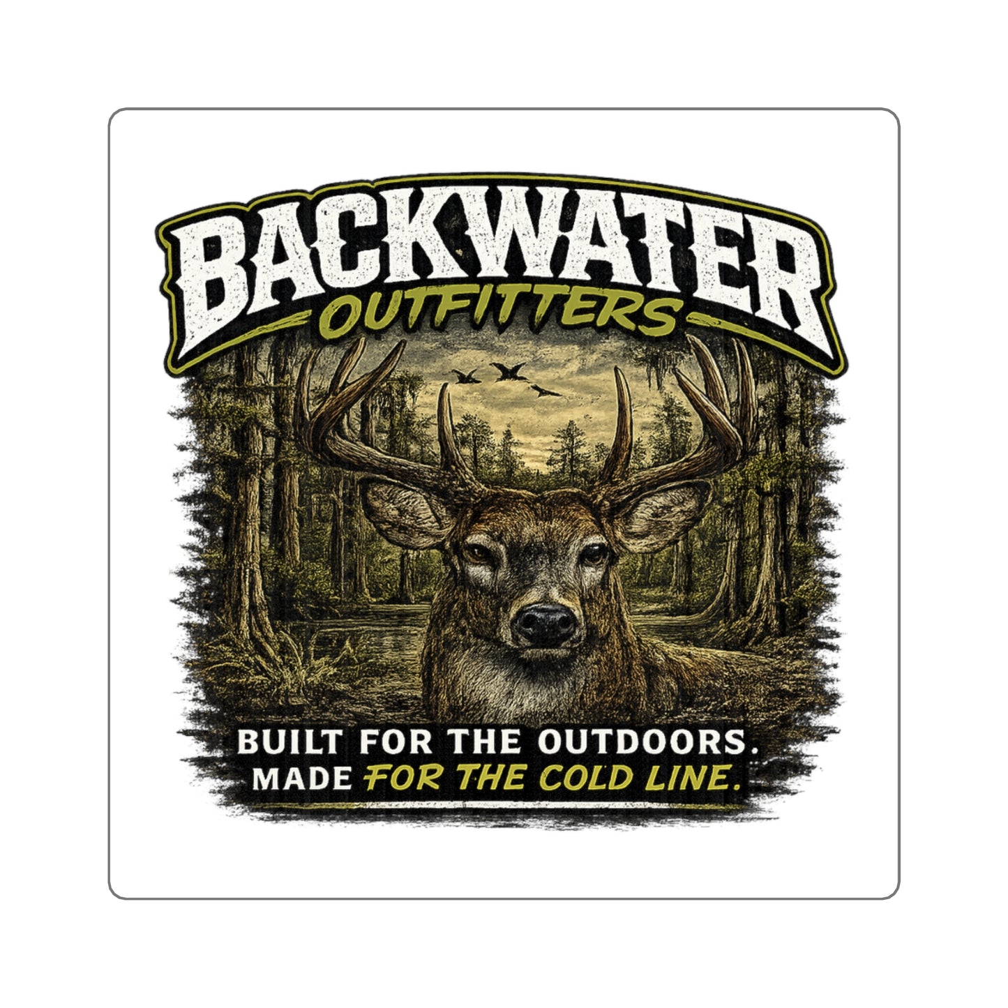 Backwater Outfitters Deer Sticker — Outdoors Hunting Sticker, "Built for the Outdoors"