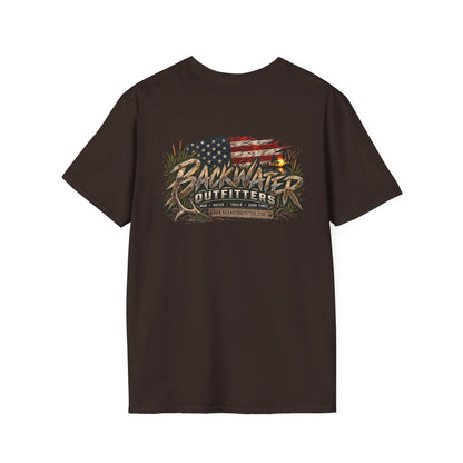Simply Backwater Outfitters Flag Graphic T-Shirt — American Rustic Fishing Tee Printify