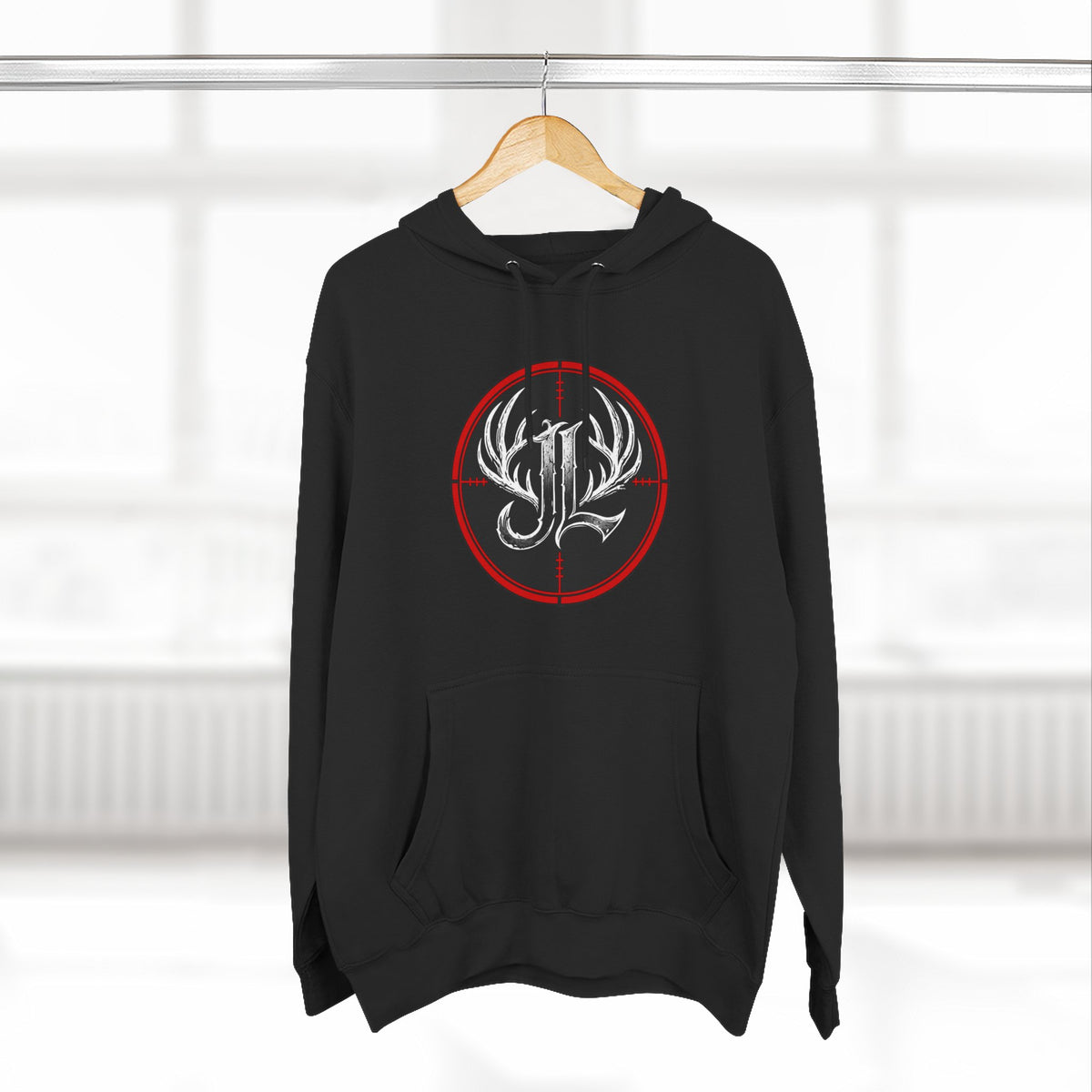 James Luker Hunting Logo Hoodie — Backwater Outfitters Antler Crest Fleece Hoodie Printify
