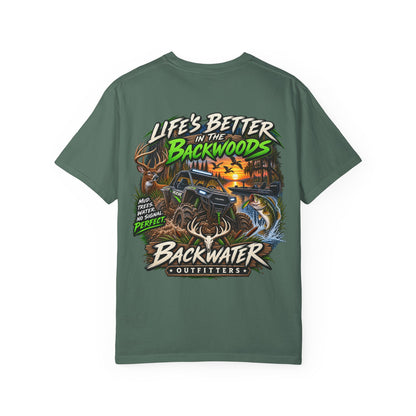 Backwater Outdoor Logo T-Shirt — Retro Fishing & Camping Tee