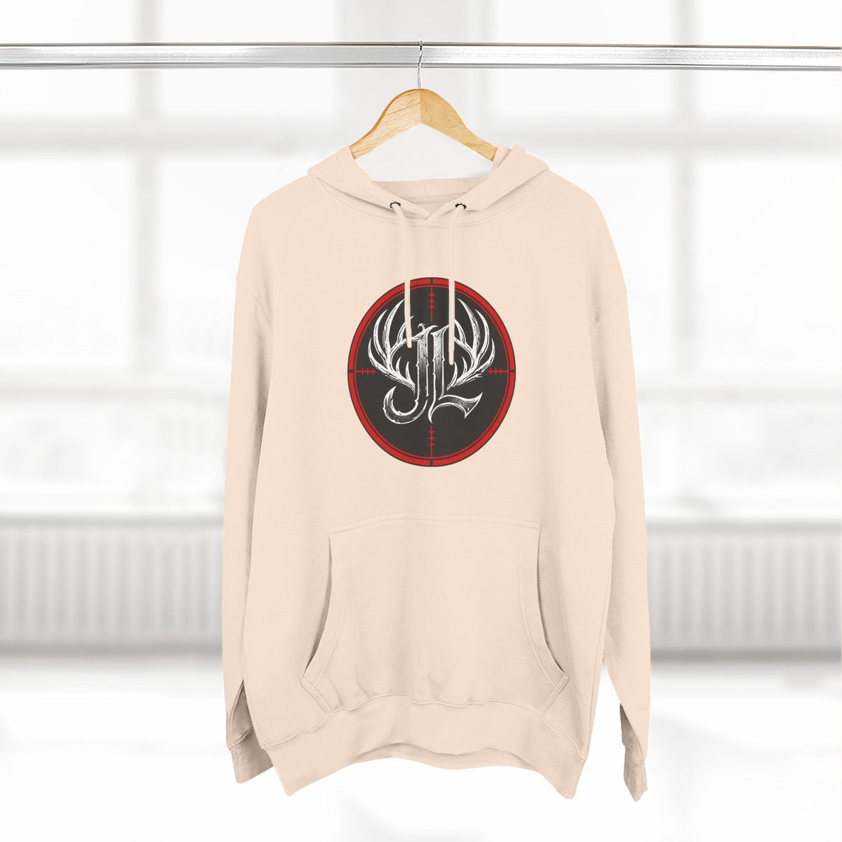 James Luker Hunting Logo Hoodie — Backwater Outfitters Antler Crest Fleece Hoodie Printify