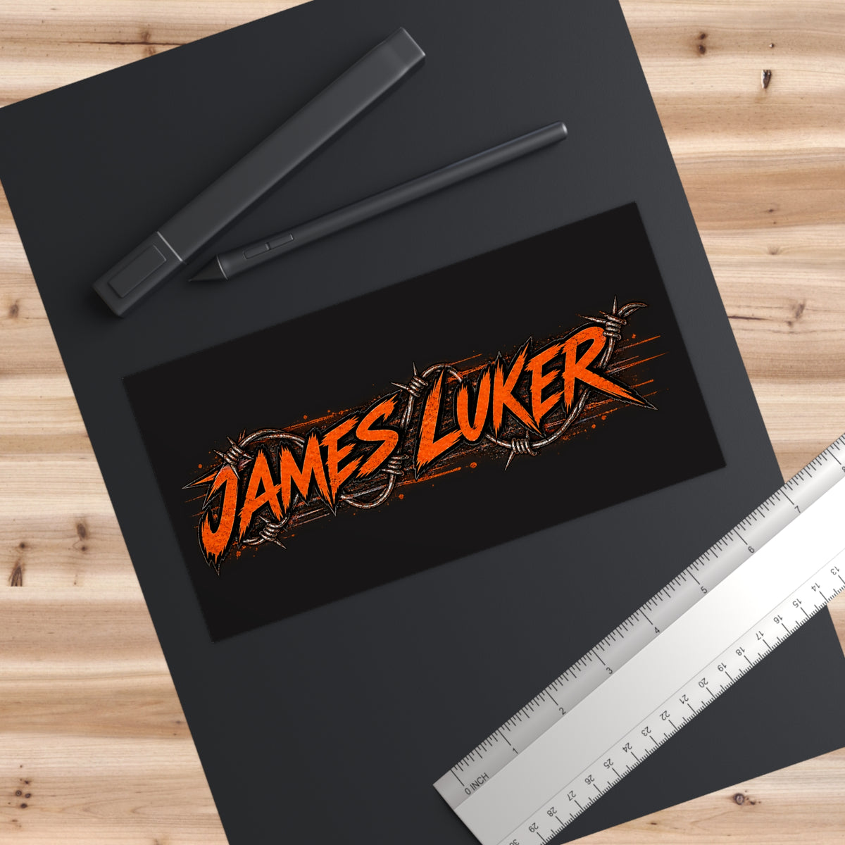 James Luker Orange Barbed Wire Bumper Sticker Printify