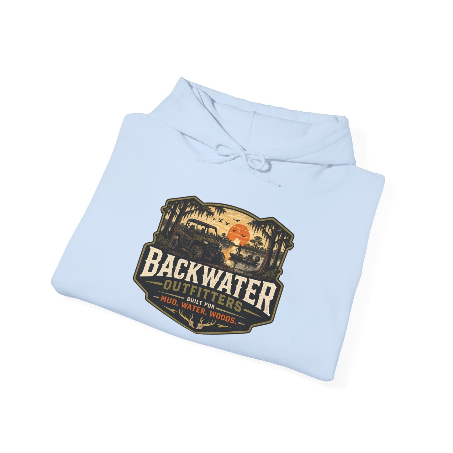 Backwater Outfitters Hoodie — Outdoor Off-Road Graphic Pullover