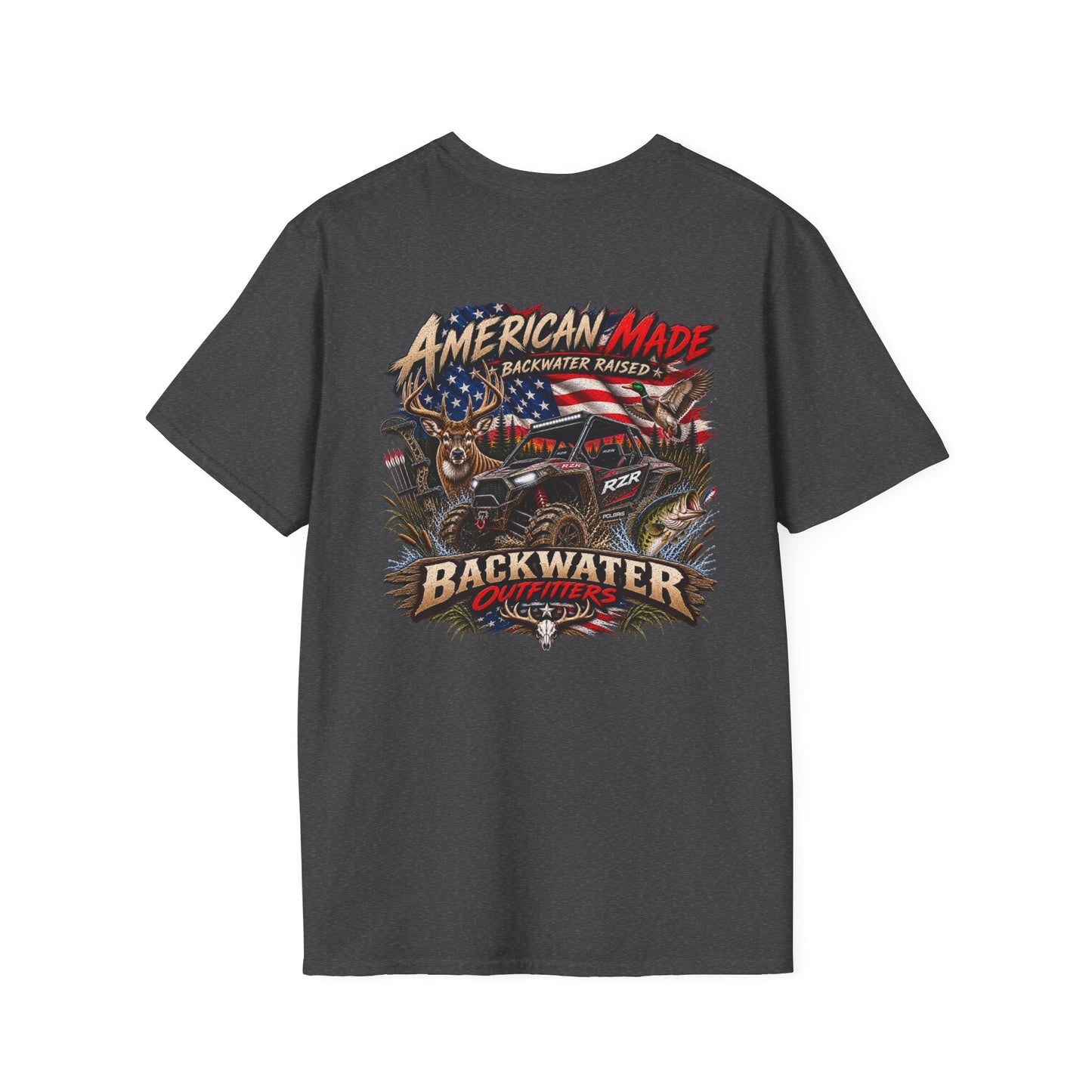 Backwater Outfitters Fishing T-Shirt — Retro Swamp Camp Logo