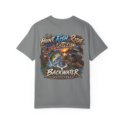 Backwater Outfitters "Hunt Fish Ride Repeat" T-Shirt