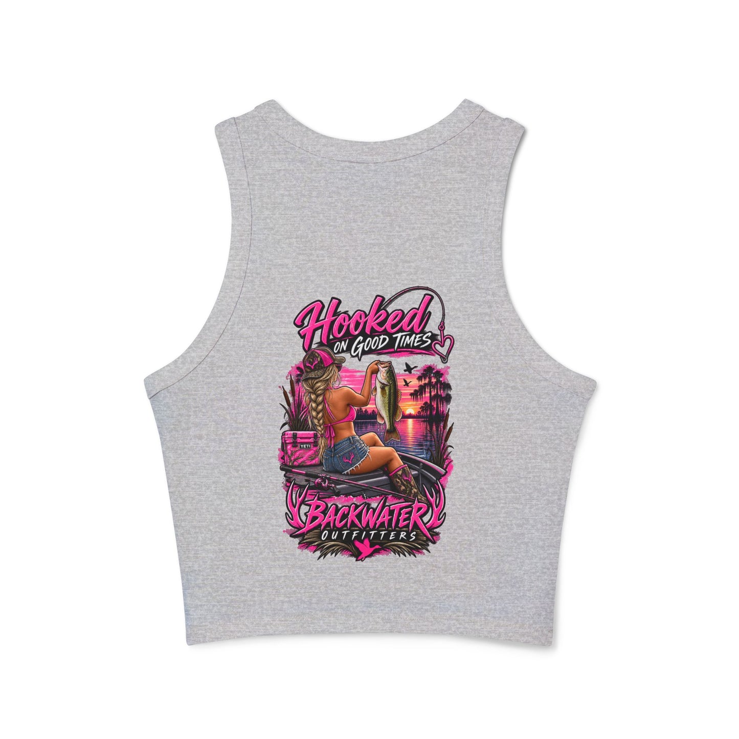 Backwater Hooked Tank Top — Women's Fishing Racerback Graphic