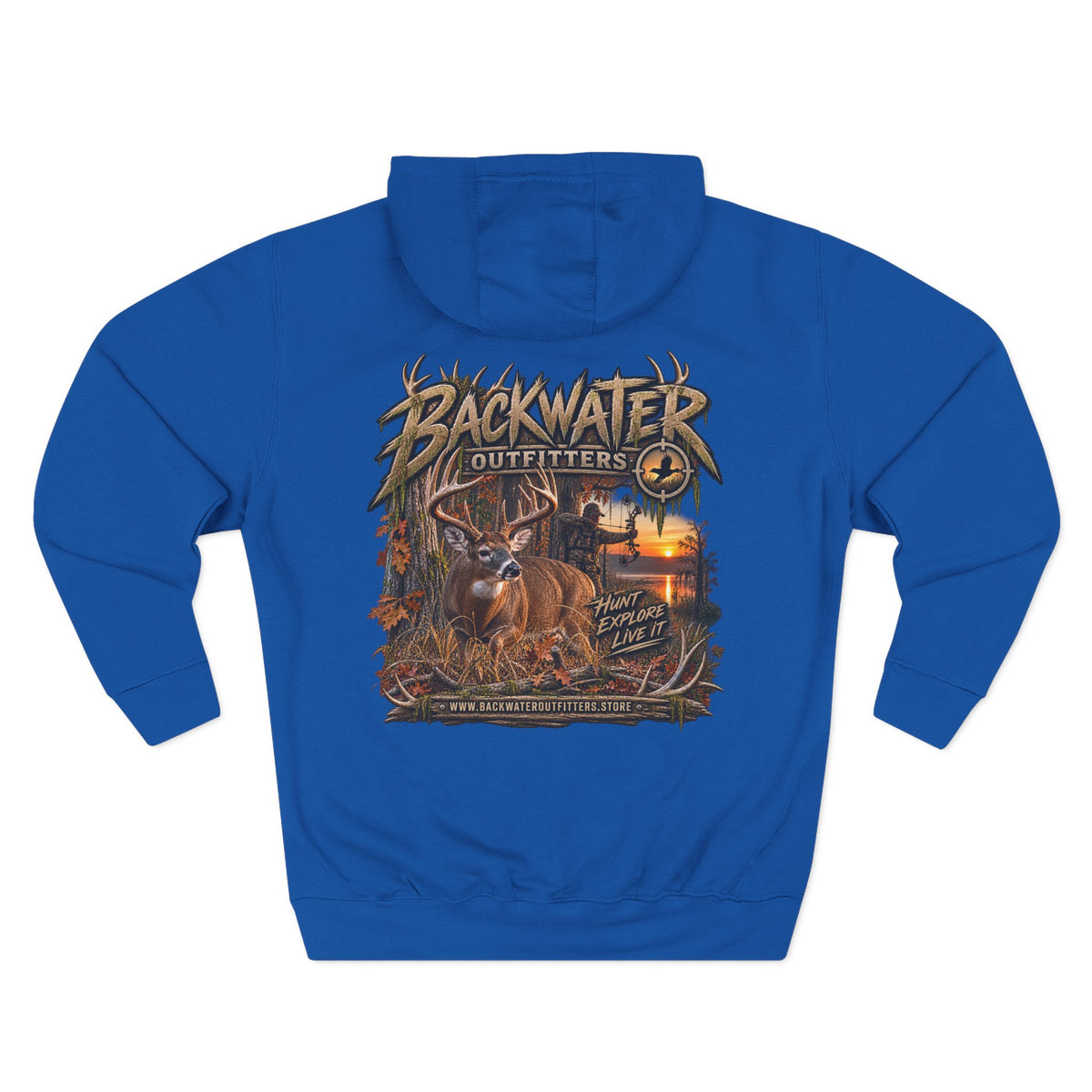 Backwater Outfitters Deer Sunset Hoodie — Hunting Outdoor Graphic Hoodie Printify