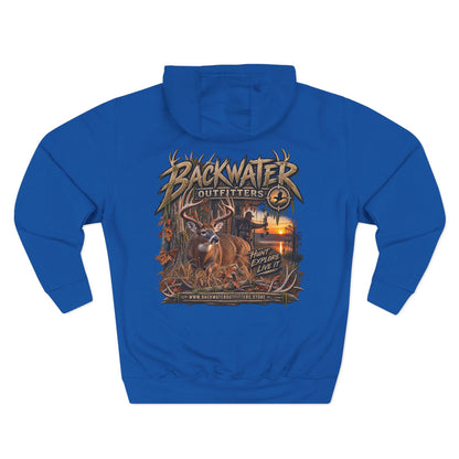 Backwater Outfitters Deer Sunset Hoodie — Hunting Outdoor Graphic Hoodie Printify
