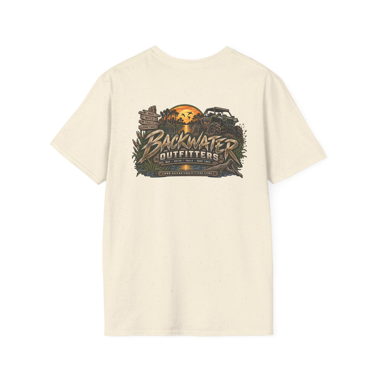 Simply Backwater Outfitters Fishing Tee – Sunset Swamp Outdoor Shirt Printify