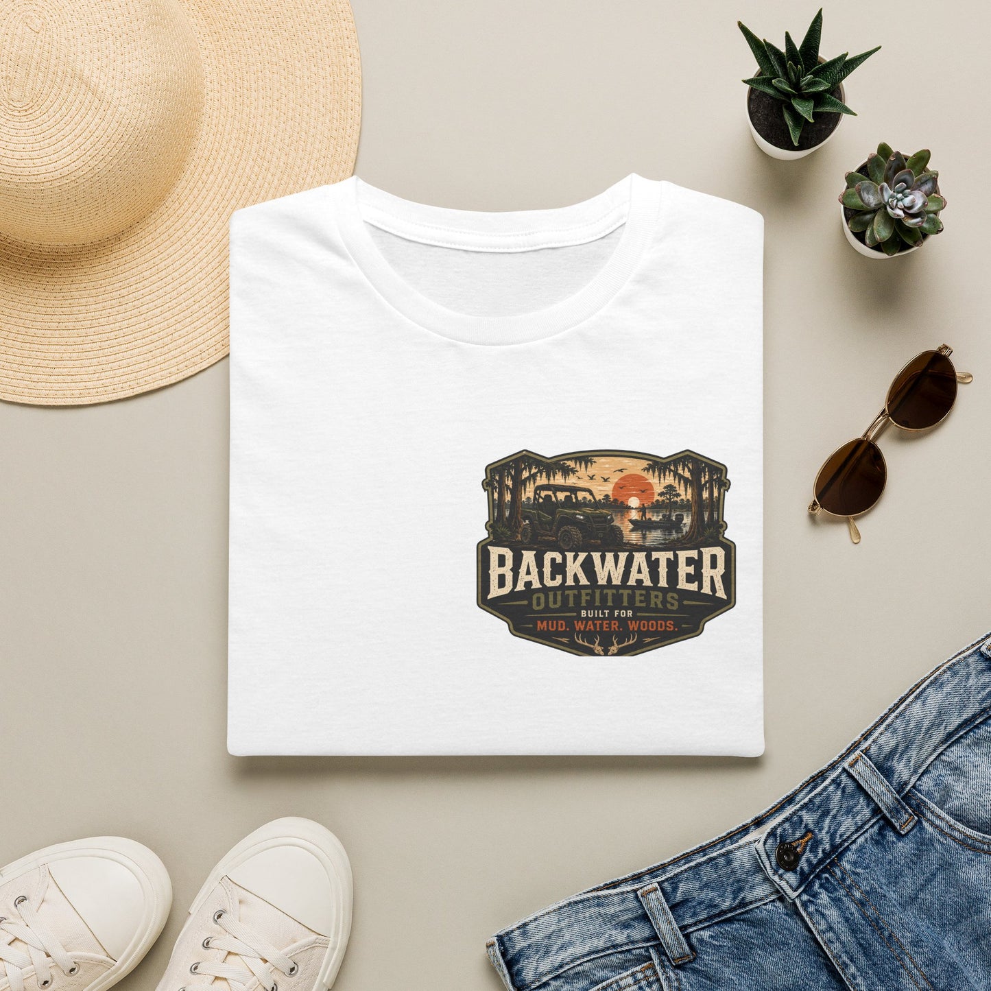 Backwater Outfitters T-Shirt — Retro Fishing & Lake Life Tee