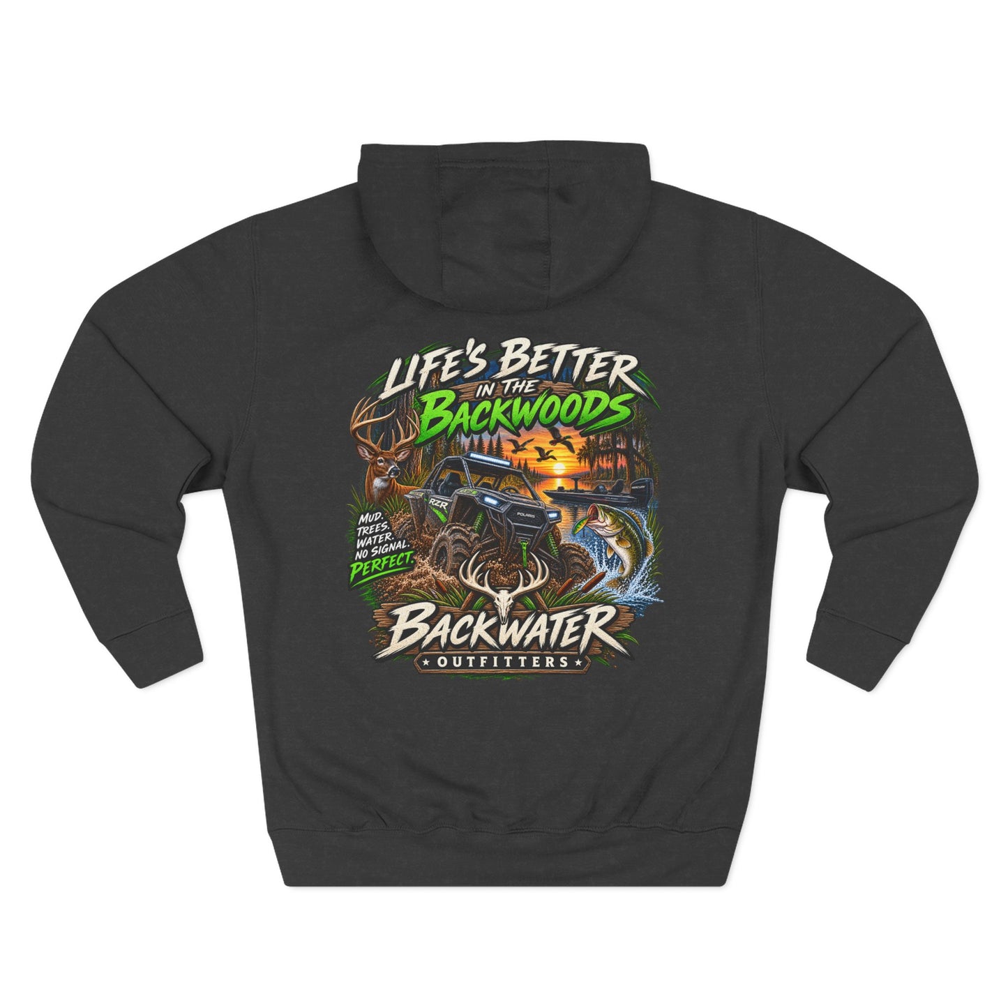 Backwater Outfitters Off-Road Hoodie – "Life's Better in the Backwoods" Graphic